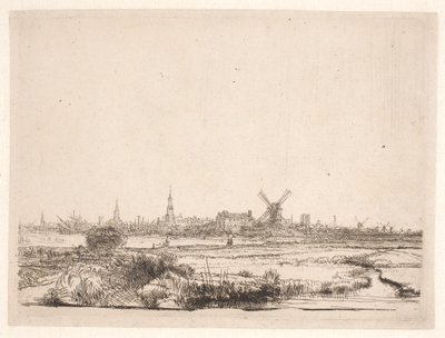 Näkymä Amsterdamin suuntaan tekijältä Rembrandt van Rijn