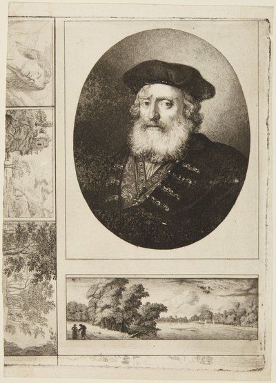 Vanha mies baskeri päässä tekijältä Rembrandt van Rijn
