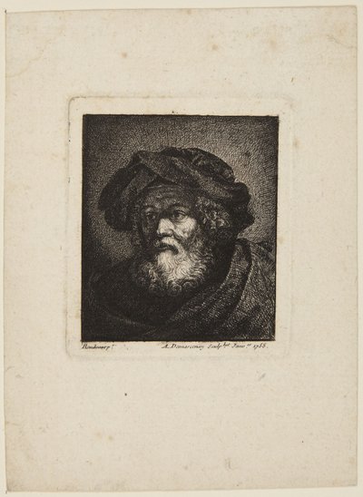 Vanha mies lakki päässä tekijältä Rembrandt van Rijn