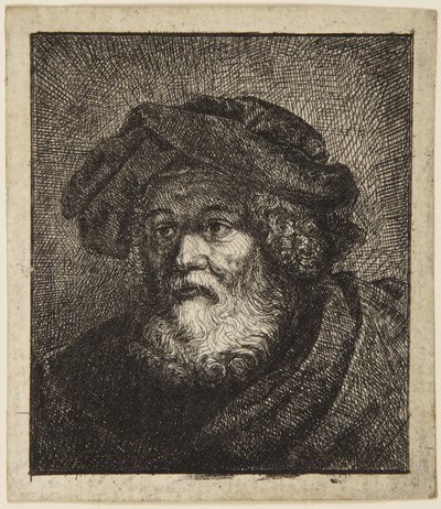 Vanha mies lakki päässään tekijältä Rembrandt van Rijn