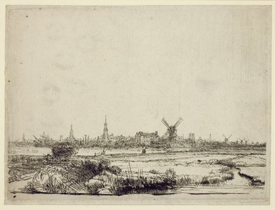 Näkymä Amsterdamiin, noin 1640 tekijältä Rembrandt van Rijn