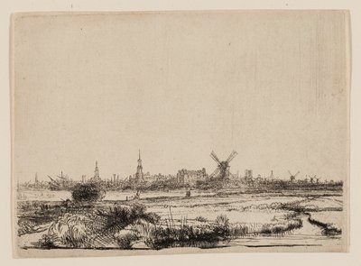 Näkymä Amsterdamiin Kadijkista tekijältä Rembrandt van Rijn