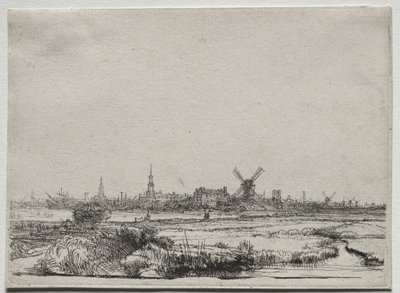 Näkymä Amsterdamiin luoteesta, n. 1640. tekijältä Rembrandt van Rijn