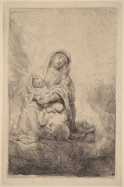 Neitsyt ja Lapsi pilvissä tekijältä Rembrandt van Rijn