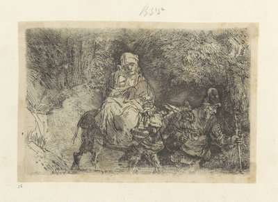 Lento Egyptiin: Puron ylittäminen Recueil de quatre-vingt-cinq estampes originales (sarjan nimi) tekijältä Rembrandt van Rijn