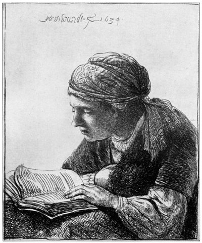 Woman Reading, 1634, 1912. tekijältä Rembrandt van Rijn
