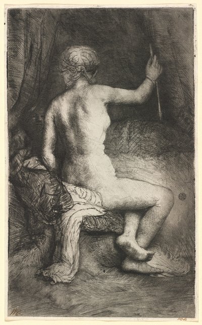 Nainen nuolen kanssa tekijältä Rembrandt van Rijn