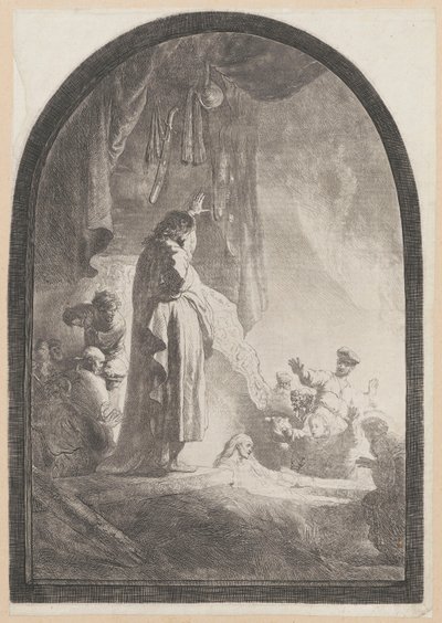 Lazaruksen herättäminen (iso laatta) tekijältä Rembrandt van Rijn