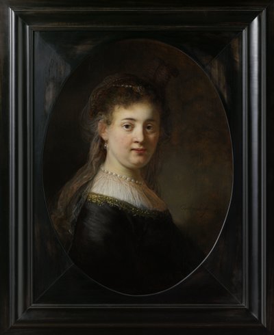 Nuori nainen fantasiaasussa, 1633 tekijältä Rembrandt van Rijn