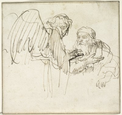Sakarias ja enkeli, n. 1635 tekijältä Rembrandt van Rijn