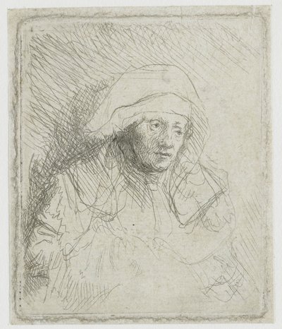 Sairas nainen, jolla on valkoinen huivi (Saskia) tekijältä Rembrandt van Rijn