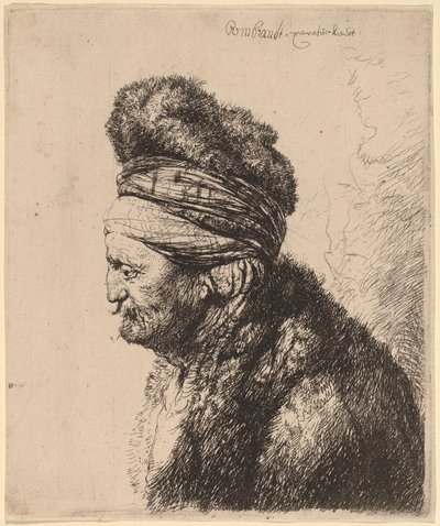 Toinen itämainen pää tekijältä Rembrandt van Rijn and Studio of Rembrandt