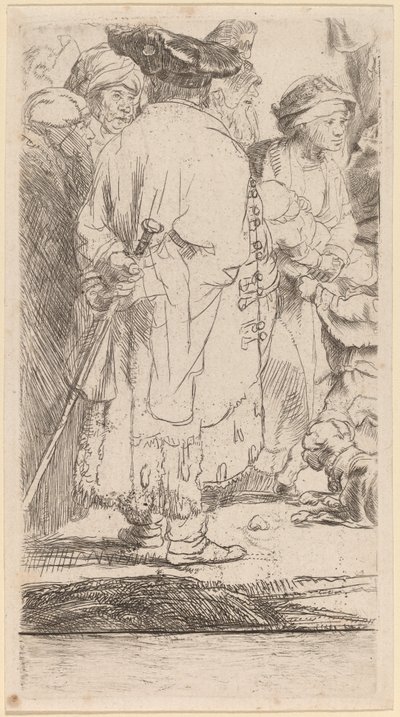 Mies kepillä (fragmentti sadan guldenin vedosta) tekijältä Rembrandt van Rijn and William Baillie