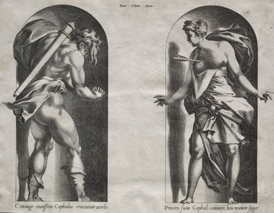 Cephalus ja Procris kahdessa markkinaraossa, 1538-1540. tekijältä Rene Boyvin