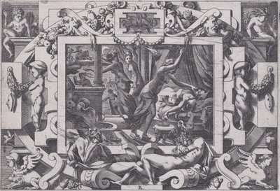 Pelias tappoivat tyttärensä, joiden sääliä he uskaltavat tyhjentää hänen verensä v..., 1563. tekijältä Rene Boyvin