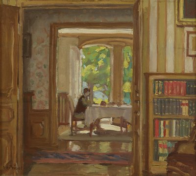 Ruokasali Clos Saint-Jeanissa, Bourbonne-les-Bainsissa (öljy kankaalle) tekijältä René François Xavier Prinet