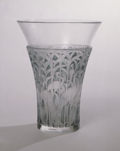 Ibis-maljakko, 1934 (himmeää ja sinistä lasia) tekijältä Rene Jules Lalique