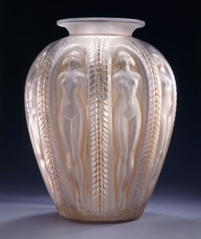 Luxemburg, monumentaalinen muovattu lasimaljakko, tekijältä Rene Jules Lalique