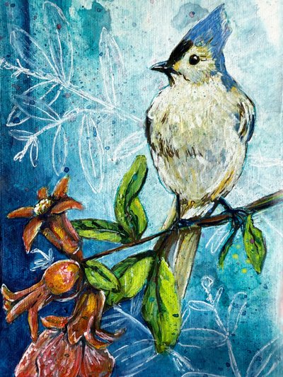 Tufted Titmouse -granaattiomena tekijältä Renee Machan Cottagecore Artist