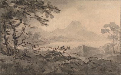 Järvi, jonka takana on vuoria tekijältä Rev. William Gilpin