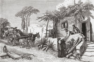 Mendikaattimunkkeja Napolin lähellä Italiassa 1800-luvun lopulla. Teoksesta Italian Pictures by Rev. Samuel Manning, julkaistu noin vuonna 1890. tekijältä Reverend Samuel Manning