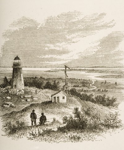 Sandy Hook New Jersey, nähtynä majakasta 1870-luvulla, noin 1880 tekijältä Reverend Samuel Manning