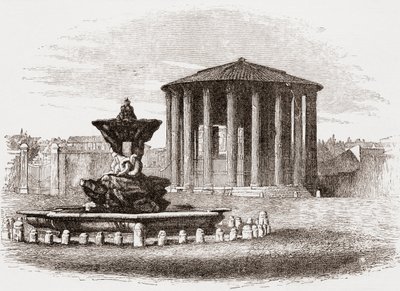 Vestan temppeli, Forum Romanum, Rooma, Italia 1800-luvun lopulla. Teoksesta Italian Pictures by Rev. Samuel Manning, julkaistu noin vuonna 1890. tekijältä Reverend Samuel Manning