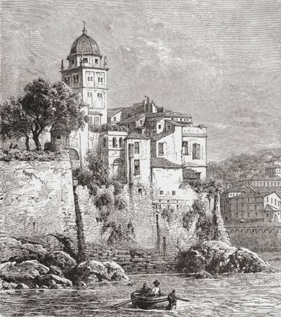 Arsenal Genovassa, Pohjois-Italiassa 1800-luvun lopulla. Teoksesta Italian Pictures by Rev. Samuel Manning, julkaistu noin vuonna 1890. tekijältä Reverend Samuel Manning