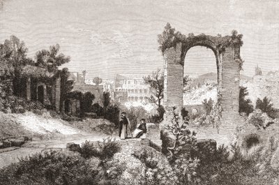 Palatine Aventinuksen kukkulalta, Rooma, Italia 1800-luvun lopulla. Teoksesta Italian Pictures by Rev. Samuel Manning, julkaistu noin vuonna 1890. tekijältä Reverend Samuel Manning