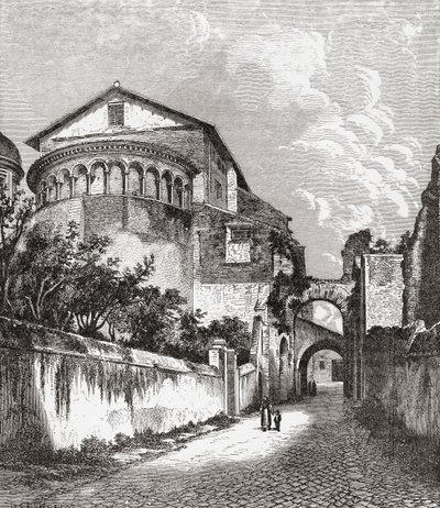 Santi Giovanni e Paolo -kirkko, Celian Hill, Rooma, Italia 1800-luvun lopulla. Teoksesta Italian Pictures by Rev. Samuel Manning, julkaistu noin vuonna 1890. tekijältä Reverend Samuel Manning