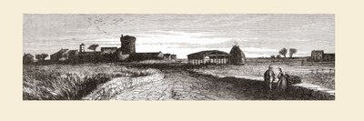 Maaseutu lähellä Ostiaa Roomassa, Italiassa 1800-luvun lopulla. Teoksesta Italian Pictures by Rev. Samuel Manning, julkaistu noin vuonna 1890. tekijältä Reverend Samuel Manning