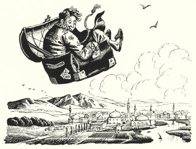 Hans Christian Andersen: Lentävä arkku (litho) tekijältä Rex (after) Whistler