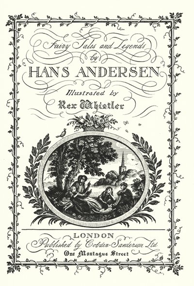 Hans Andersenin satujen ja legendojen otsikkosivu (litho) tekijältä Rex (after) Whistler