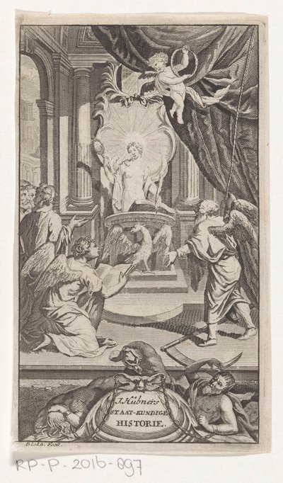 Isä-aika paljastaa historian J. Huebnerin poliittinen historia (otsikko esineessä) Otsikko sivulle: Johann Hübner, Lyhyitä kysymyksiä poliittisesta historiasta, 1719 tekijältä Reynier Blokhuysen