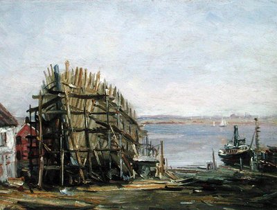Noank Shipyard, n. 1900 (öljy aluksella) tekijältä Reynolds Beal