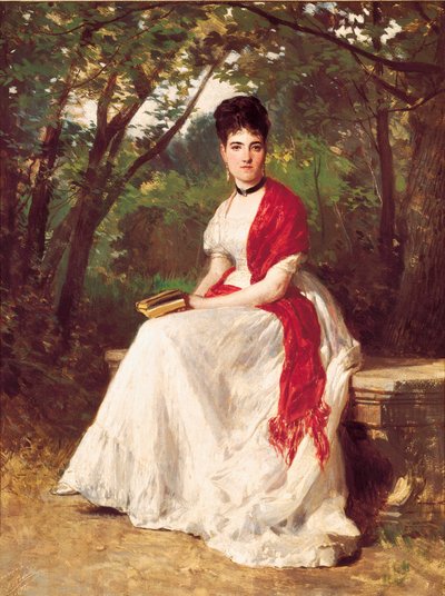 Taiteilijan vaimon Teresa Vergaran muotokuva. Ricardo Balacan ja Ears-cansecon (1844-1880) maalaus. 1875. Madrid. Lazarus Galdianon säätiö. tekijältä Ricardo Balaca y Canseco