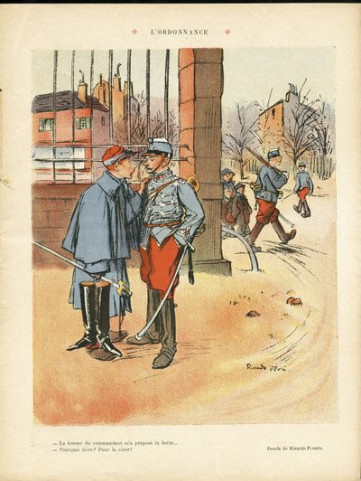 Kuvitus Ricardo Flores (1878-1918) teoksessa The Rire, 6.5.2009 - Määräys - Armee, kaupunkiarkkitehtuuri, rakkaus tekijältä Ricardo Flores