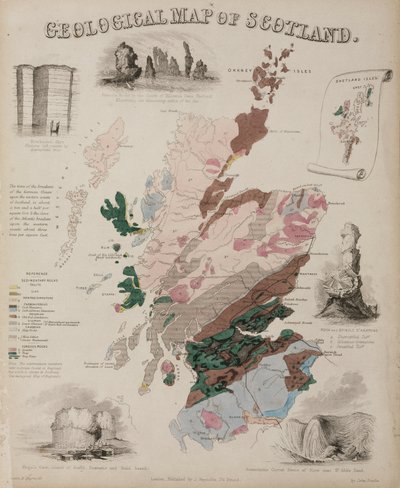 "Skotlannin geologinen kartta", noin 1850-luku tekijältä John Pardon