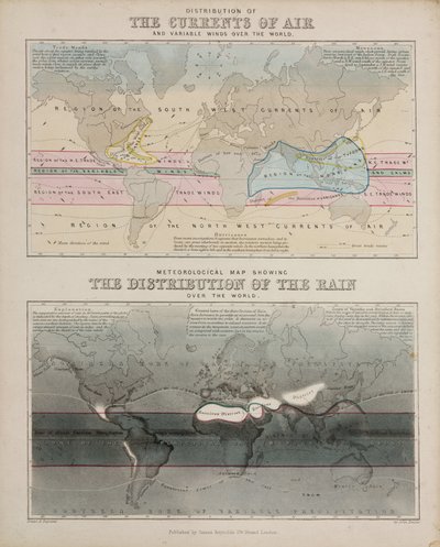 Kaksi meteorologista karttaa, n. 1850 tekijältä John Pardon