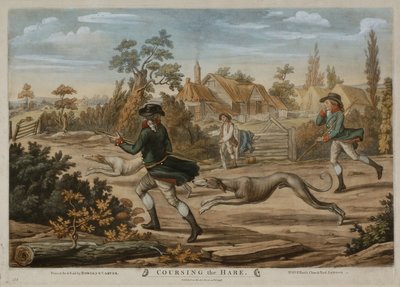 Coursing the Hare, painettu Bowles & Carverille, julkaistu vuonna 1796 (mezzotint) tekijältä Richard (after) Dighton