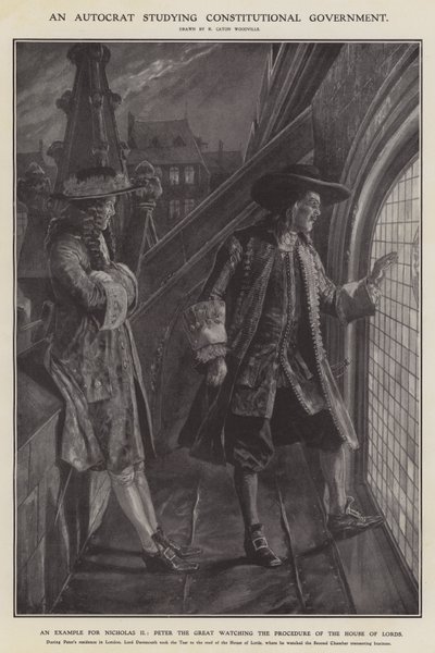 Autokraatti, joka opiskelee perustuslaillista hallintoa (litho) tekijältä Richard Caton II (after) Woodville