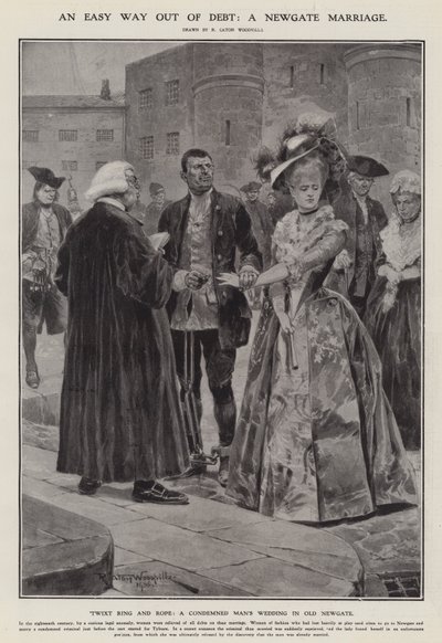 Helppo tapa päästä eroon velasta: Newgate-avioliitto (litho) tekijältä Richard Caton II (after) Woodville
