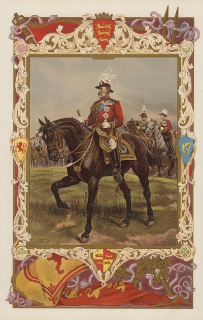 Kuningas Edward VII kenttämarsalkan univormussa (väri litho) tekijältä Richard Caton II (after) Woodville