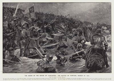 Lancasterin talon tuomio: Towtonin taistelu, 29. maaliskuuta 1461 (litho) tekijältä Richard Caton II (after) Woodville