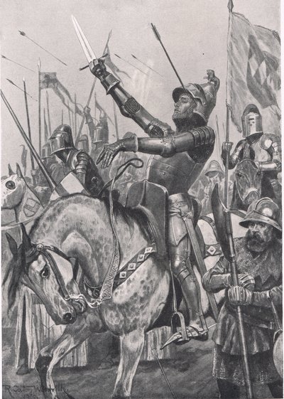 Henry Hotspurin kuolema, 21. heinäkuuta 1403, kuva julkaisusta "British Battles on Land and Sea", julkaisija Cassell, Lontoo, n. 1910 tekijältä Richard Caton Woodville