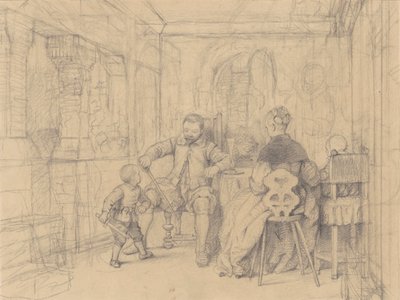 The Fencing Lesson, n. 1847-1849 (grafiitti kudottupaperille) tekijältä Richard Caton Woodville