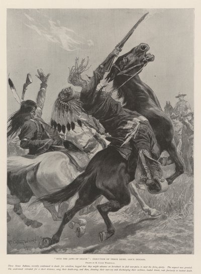 Into the Jaws of Death, kolmen kapinallisen siuu-intiaanien teloitus tekijältä Richard Caton Woodville junior