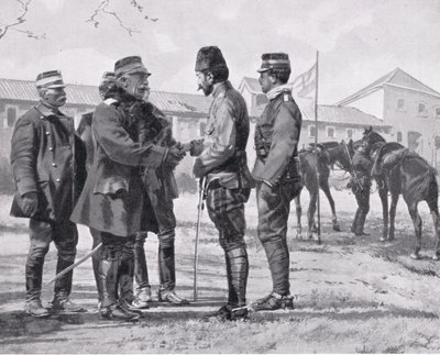 Yaninan antautuminen, kuvitus "Hutchinsonin kansakuntien historiasta", 1915 tekijältä Richard Caton Woodville junior