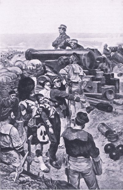 Hyökkäys Sevastopoliin, 1855, kuva brittiläisistä taisteluista maalla ja merellä, 1915 tekijältä Richard Caton Woodville junior