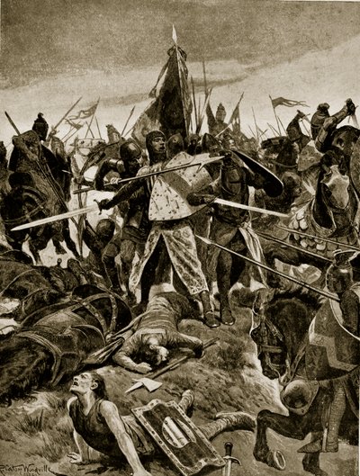 De Montfortin viimeinen osasto Eveshamissa, kuvitus teoksesta "Hutchinson